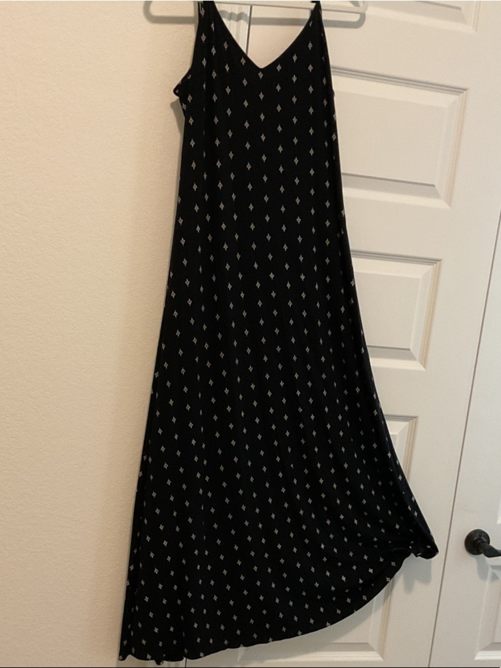LOFT Black Maxi Skirt with Small White Diamond Print